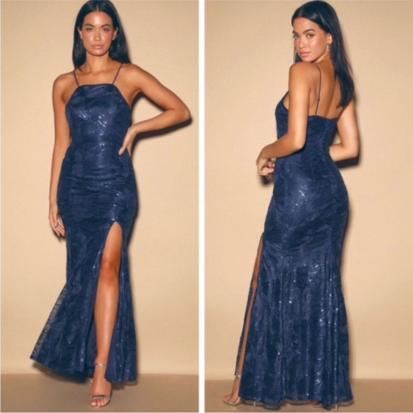 LuLu's Blue Sequin Mermaid Maxi Dress - Picture 1 of 1